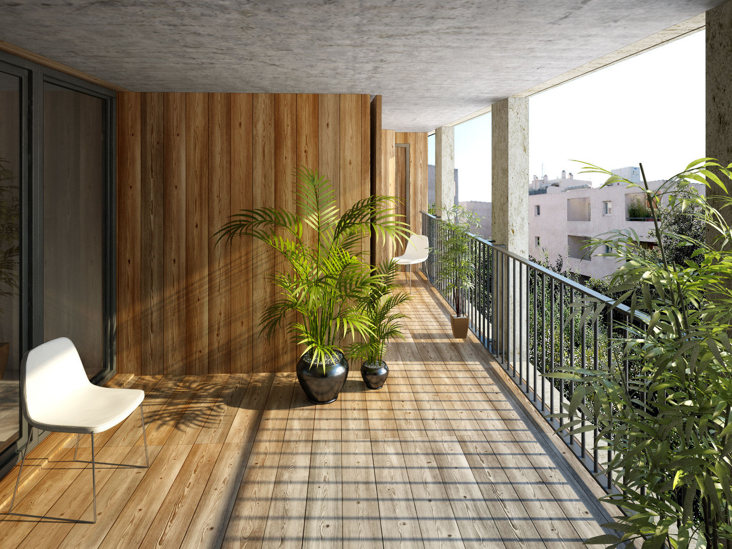 Logements sociaux à Marseille, atelier calas architecture atelier calas architecture モダンデザインの テラス