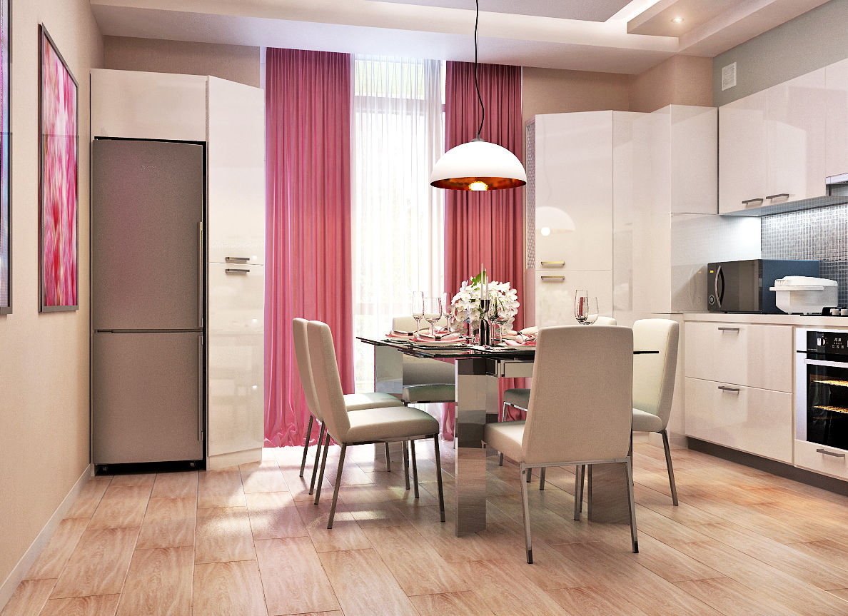 Элегантная и модная кухня с зеркальным фартуком + лаконичная прихожая, Студия дизайна ROMANIUK DESIGN Студия дизайна ROMANIUK DESIGN Modern kitchen