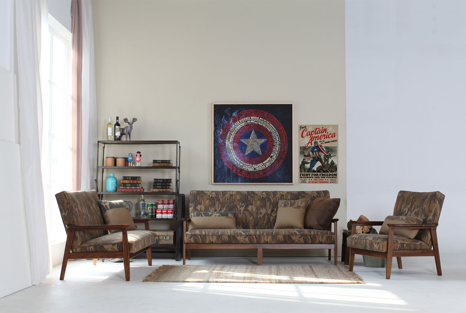 [RETRO SOFA] Frankie Retro Sofa serise / CAMOFLAUGUE, STYLE-K STYLE-K Industrial style living room Sofas & armchairs