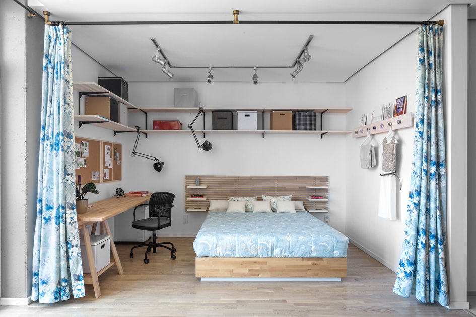 Проект однокомнатной квартиры-студии 40 м² , SAZONOVA group SAZONOVA group Спальня в скандинавском стиле