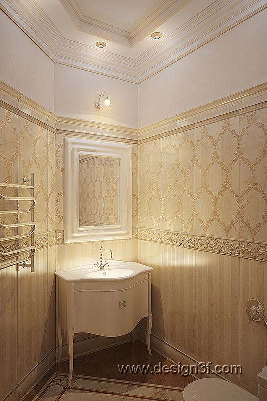 г. Москва, квартира 250 м2, студия Design3F студия Design3F クラシックスタイルの お風呂・バスルーム