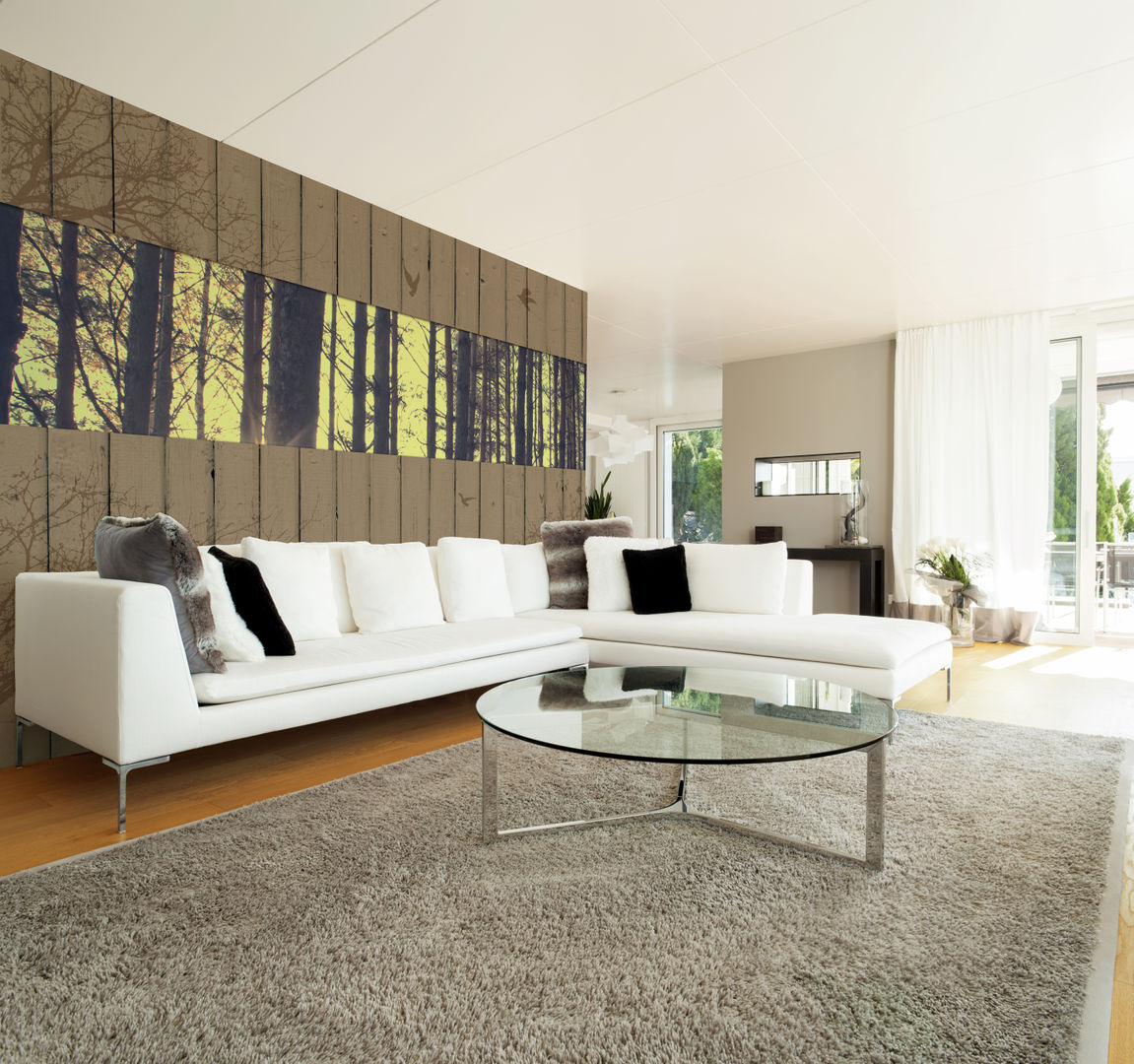 수수한 아름다움을 갖고 있는 나무를 활용한 벽지들 , angelkk angelkk Tropical style walls & floors Wallpaper