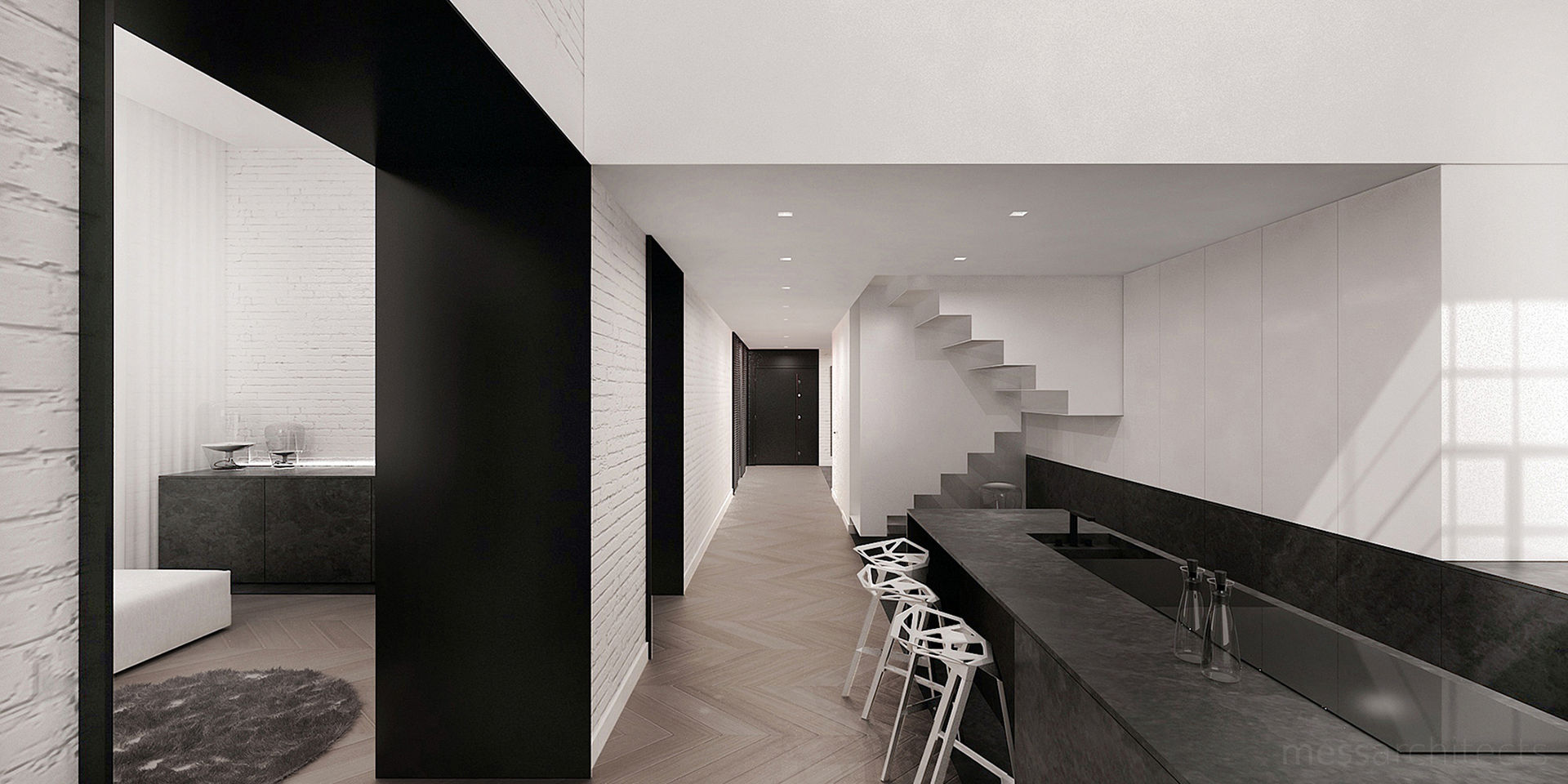 High - Contrast Loft , Mess Architects Mess Architects Cocinas de estilo minimalista