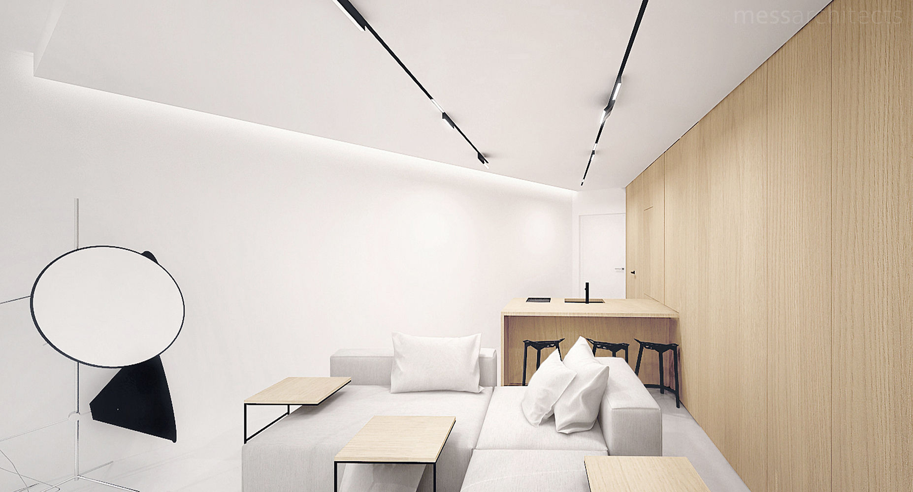 The Wall , Mess Architects Mess Architects Salas de estilo minimalista