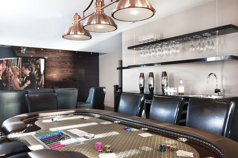 Salle de jeux multifonction, Sylvie caron design inc Sylvie caron design inc Ruang Media Modern