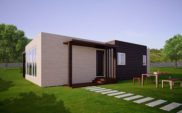 Fachada delantera de la Cube de 75 m2 homify Casas modernas: Ideas, imágenes y decoración