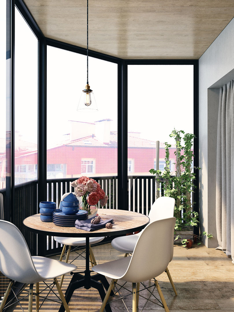 ЖК Еловый дом, HOMEFORM Студия интерьеров HOMEFORM Студия интерьеров Balcone, Veranda & Terrazza in stile industriale