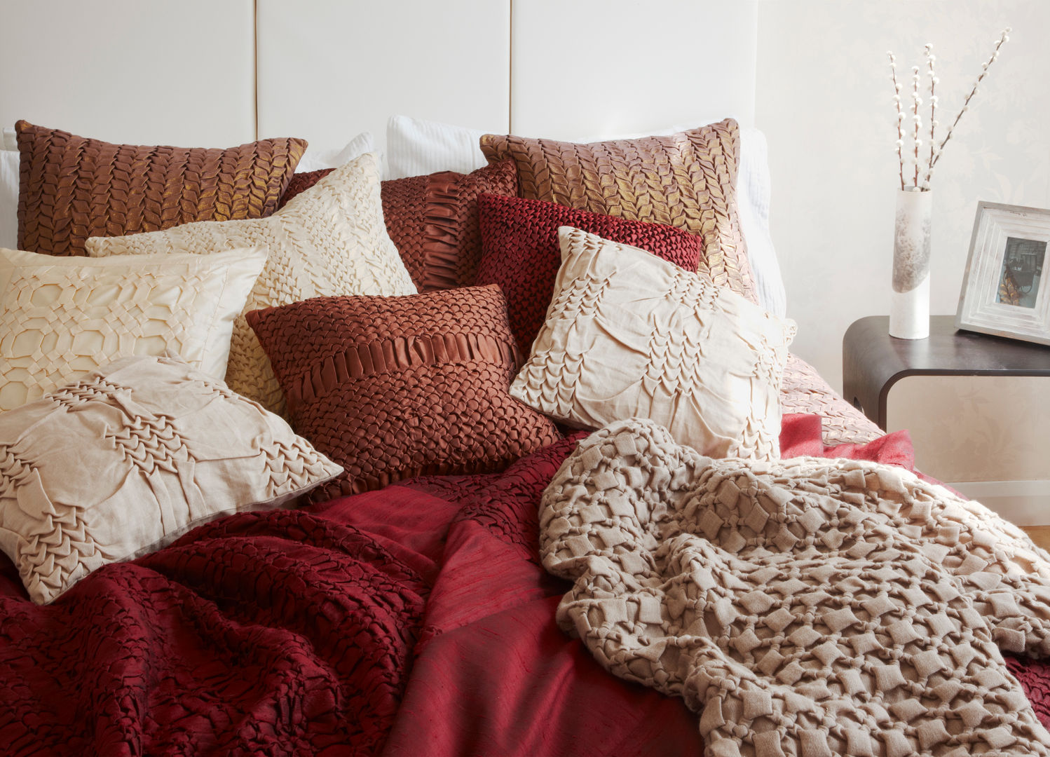 Hand Smocked Cushion Collection Nitin Goyal London Modern style bedroom Textiles