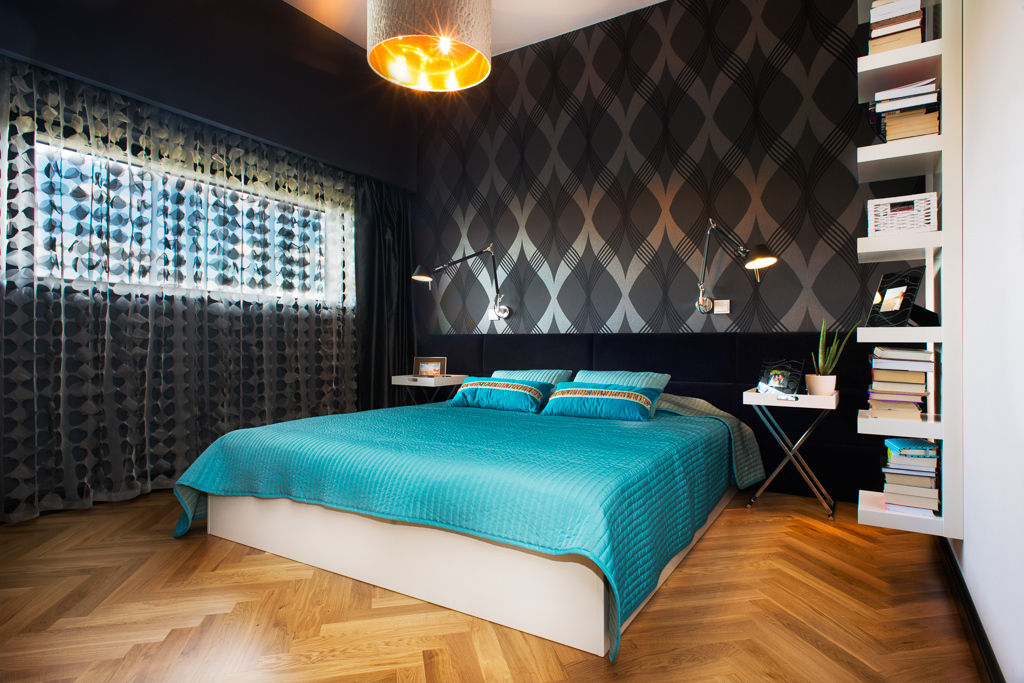 przestronny dom w kolorystyce black&white, RedCubeDesign RedCubeDesign Scandinavian style bedroom