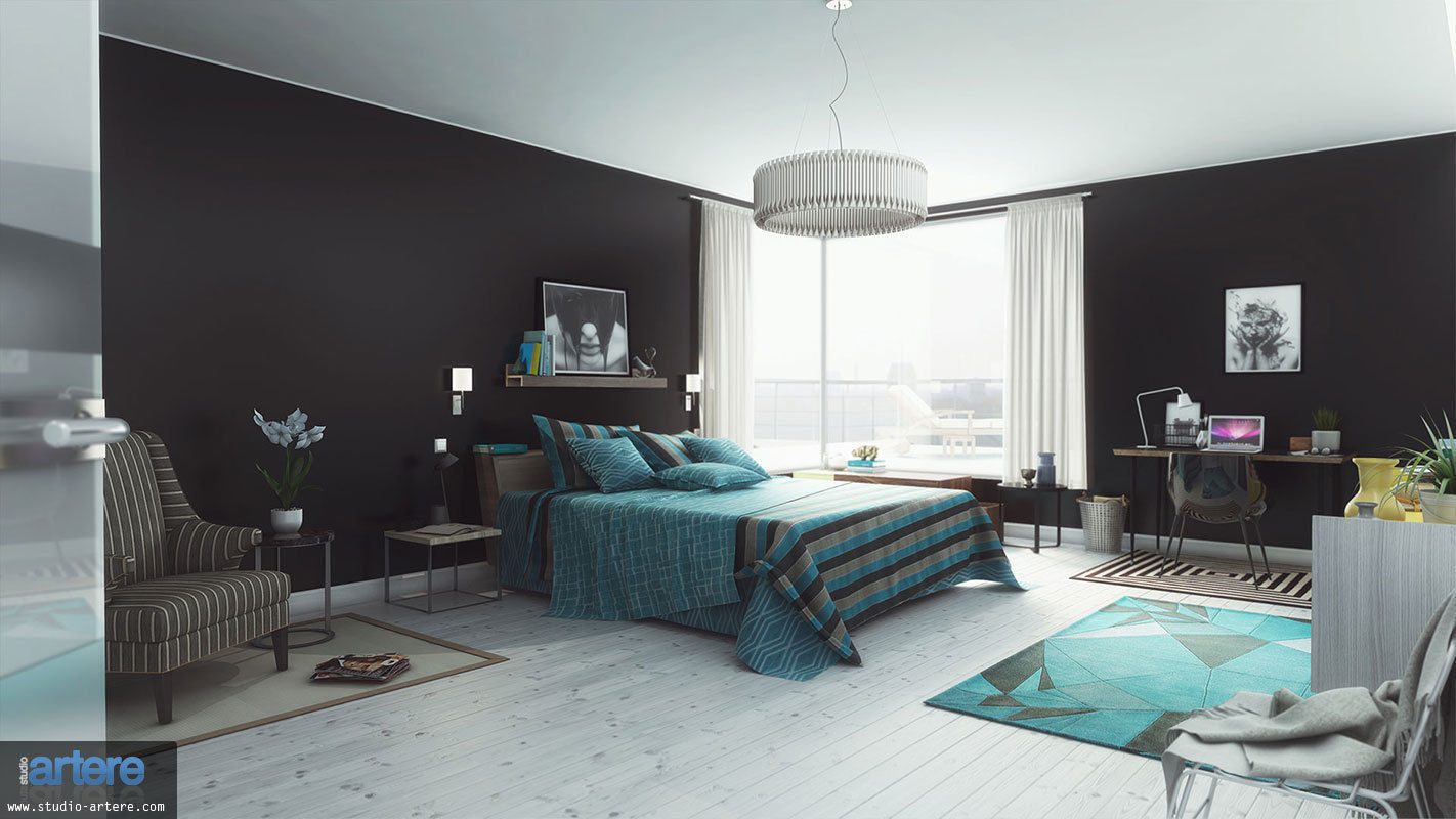 Modern Blue view 1 homify Kamar Tidur Modern