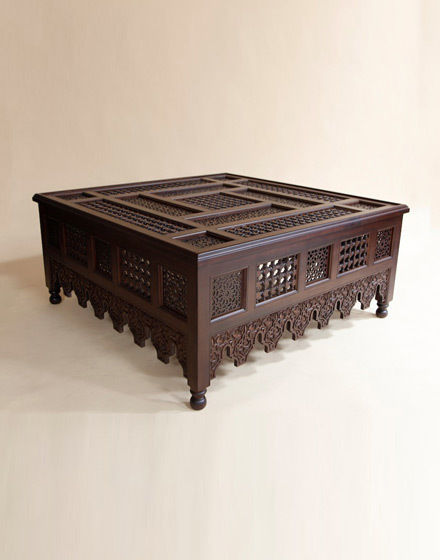 Moroccan Wooden Large Coffee Table Moroccan Bazaar Phòng khách phong cách Địa Trung Hải Side tables & trays