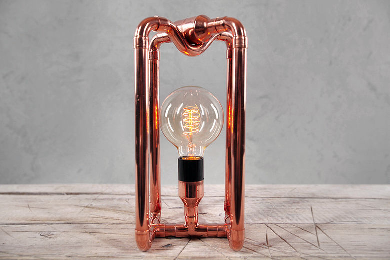 KUBO Copper Table Lamp homify インダストリアルスタイルの 寝室 照明