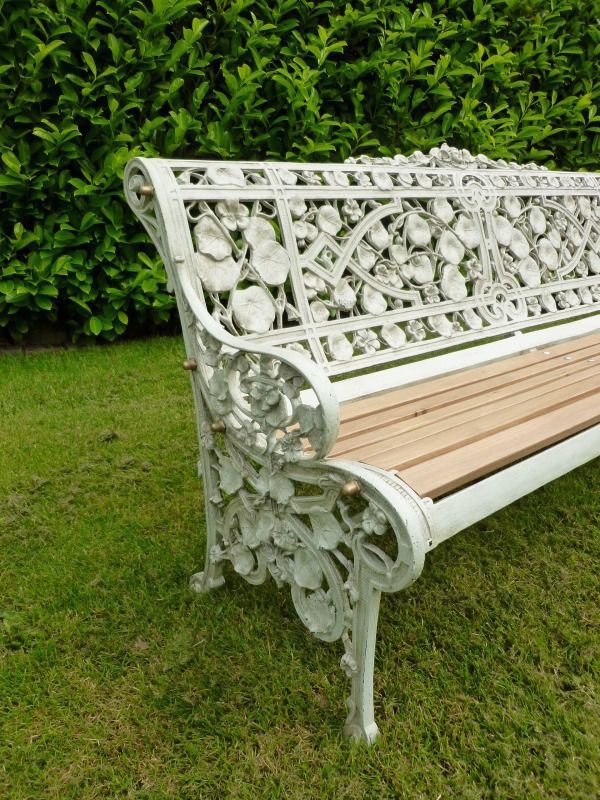 The side view of the Coalbrookdale Nasturtium Garden Bench UKAA | UK Architectural Antiques Garden Furniture