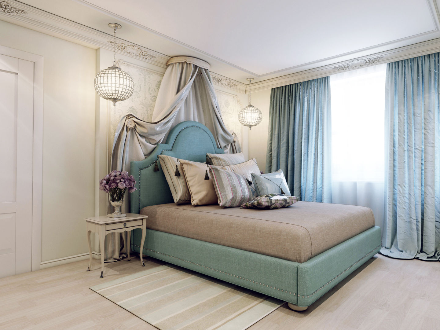 Атмосфера весны в однокомнатной квартире, Volkovs studio Volkovs studio Chambre classique