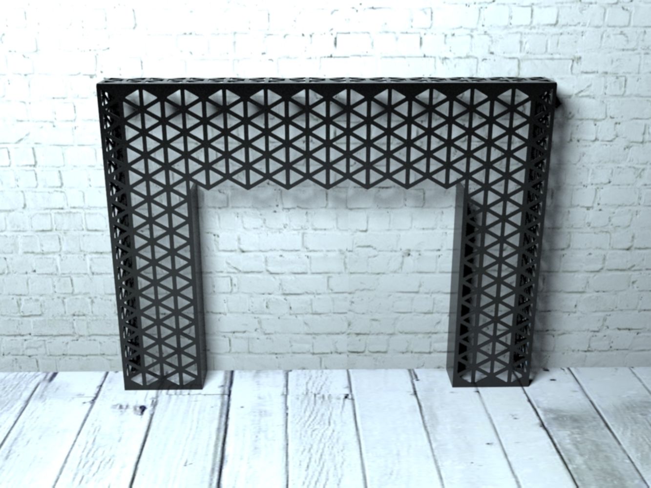 Black geometric console table or side table Laser cut Furniture & Screens ห้องนั่งเล่น โต๊ะกลางและโซฟา