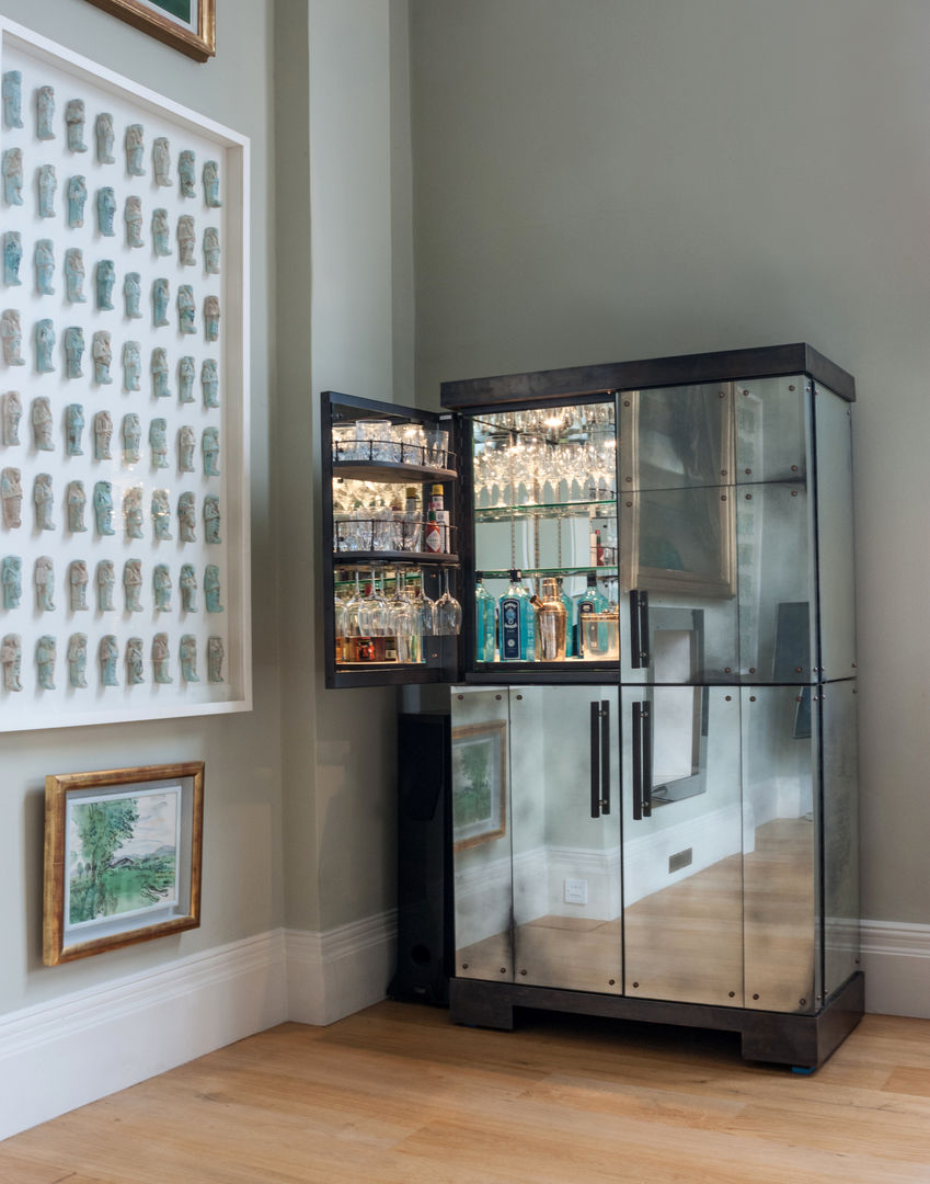 Antiqued Mirror Cocktail Cabinet Rupert Bevan Ltd Modern dining room Wine racks