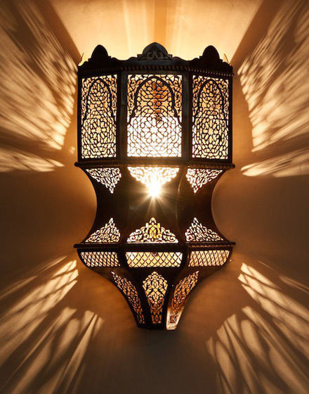 Imperial Pierced Moroccan Wall light in Antique Brass Moroccan Bazaar Mediterranean corridor, hallway & stairs Lighting
