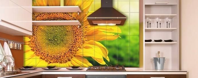 Sunflower Mural Tile Fire Ltd. Eclectic style kitchen