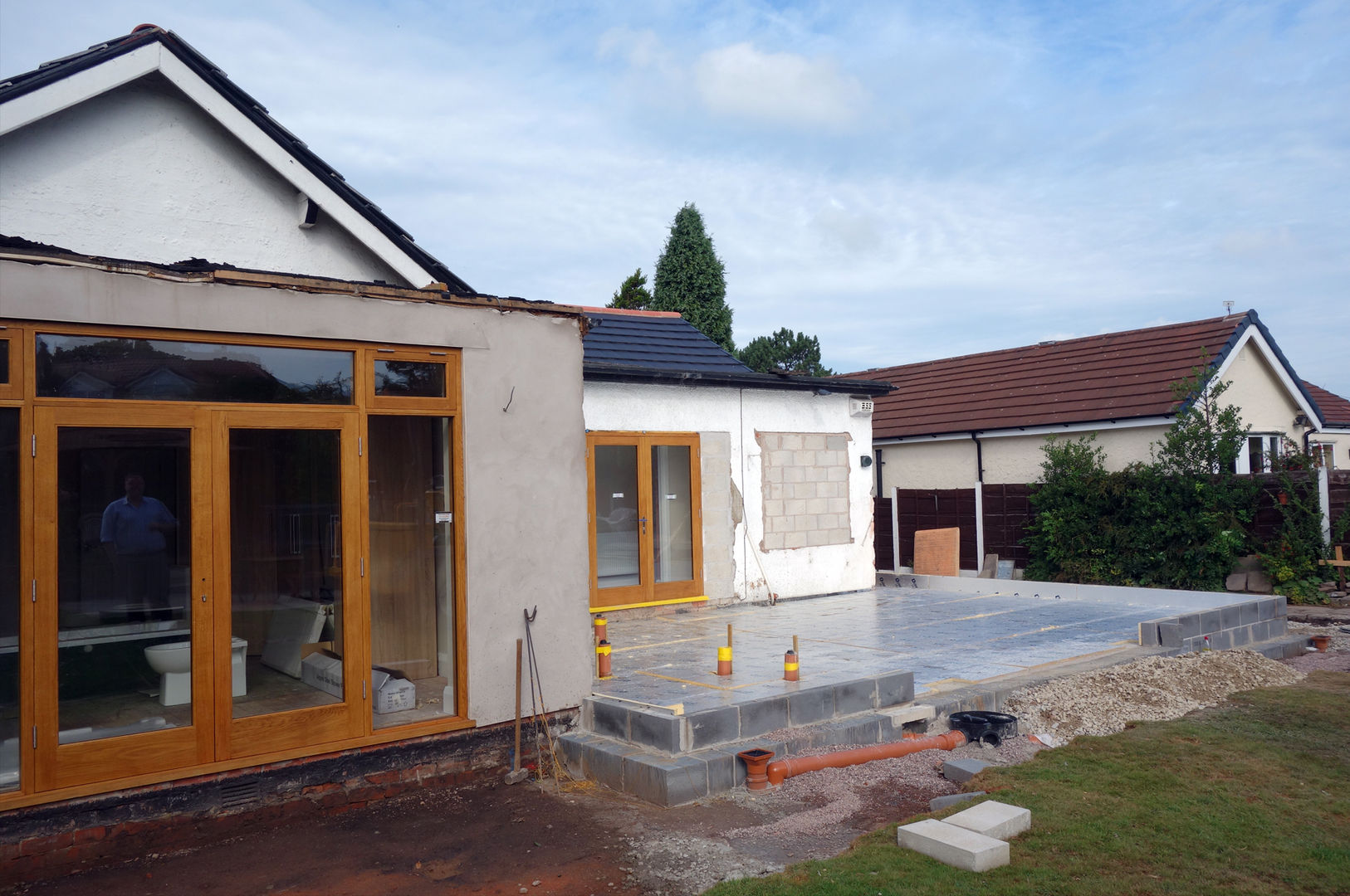 Oak Timber Frame House Extension, Gatley, Cheshire, Manchester, Grant Erskine Architects Grant Erskine Architects Living room