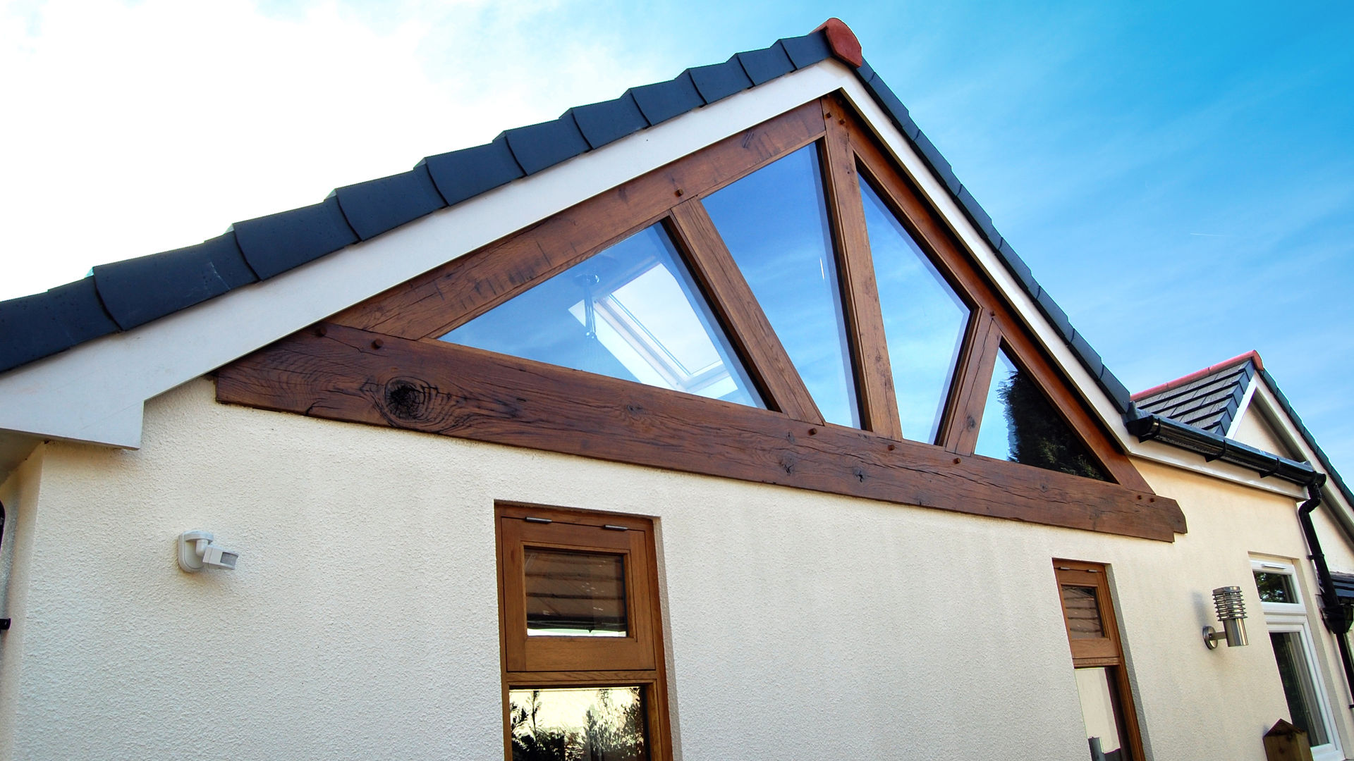 Oak Timber Frame House Extension, Gatley, Cheshire, Manchester, Grant Erskine Architects Grant Erskine Architects หน้าต่าง