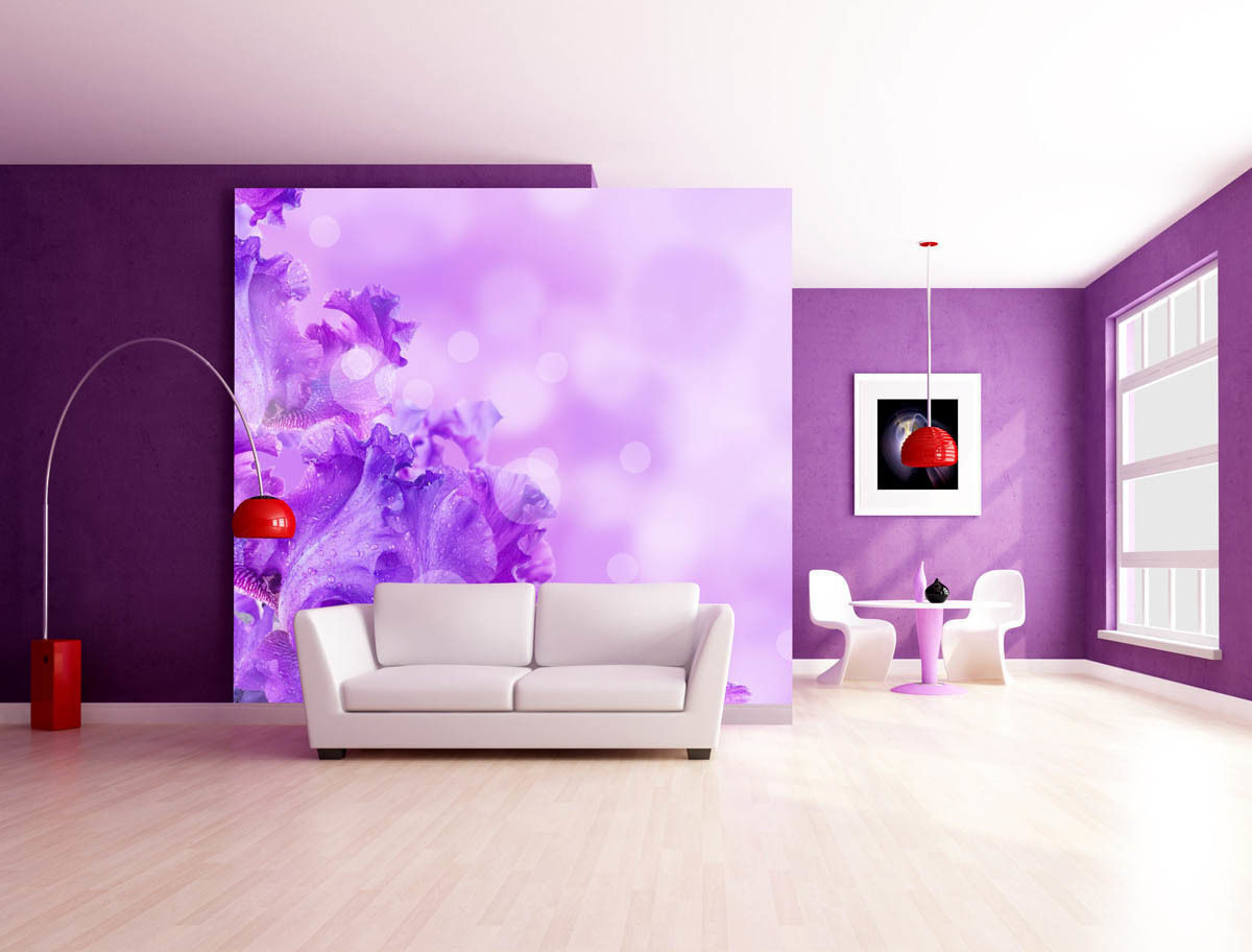 Wohnräume in Violet, lila,pink, Trendwände Trendwände Ruang Keluarga Modern