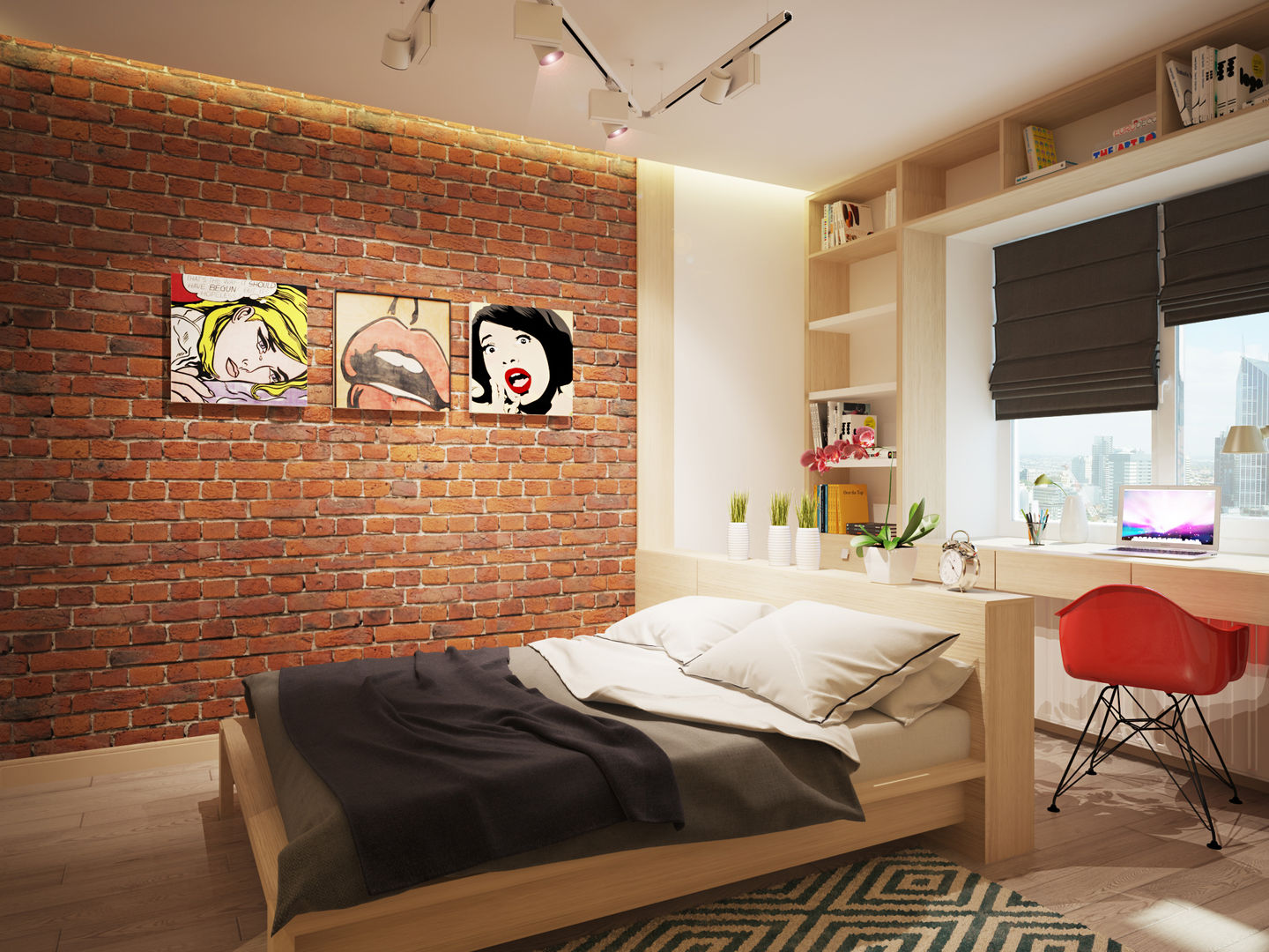 Квартира в стиле лофт, Polovets design studio Polovets design studio Industrial style bedroom