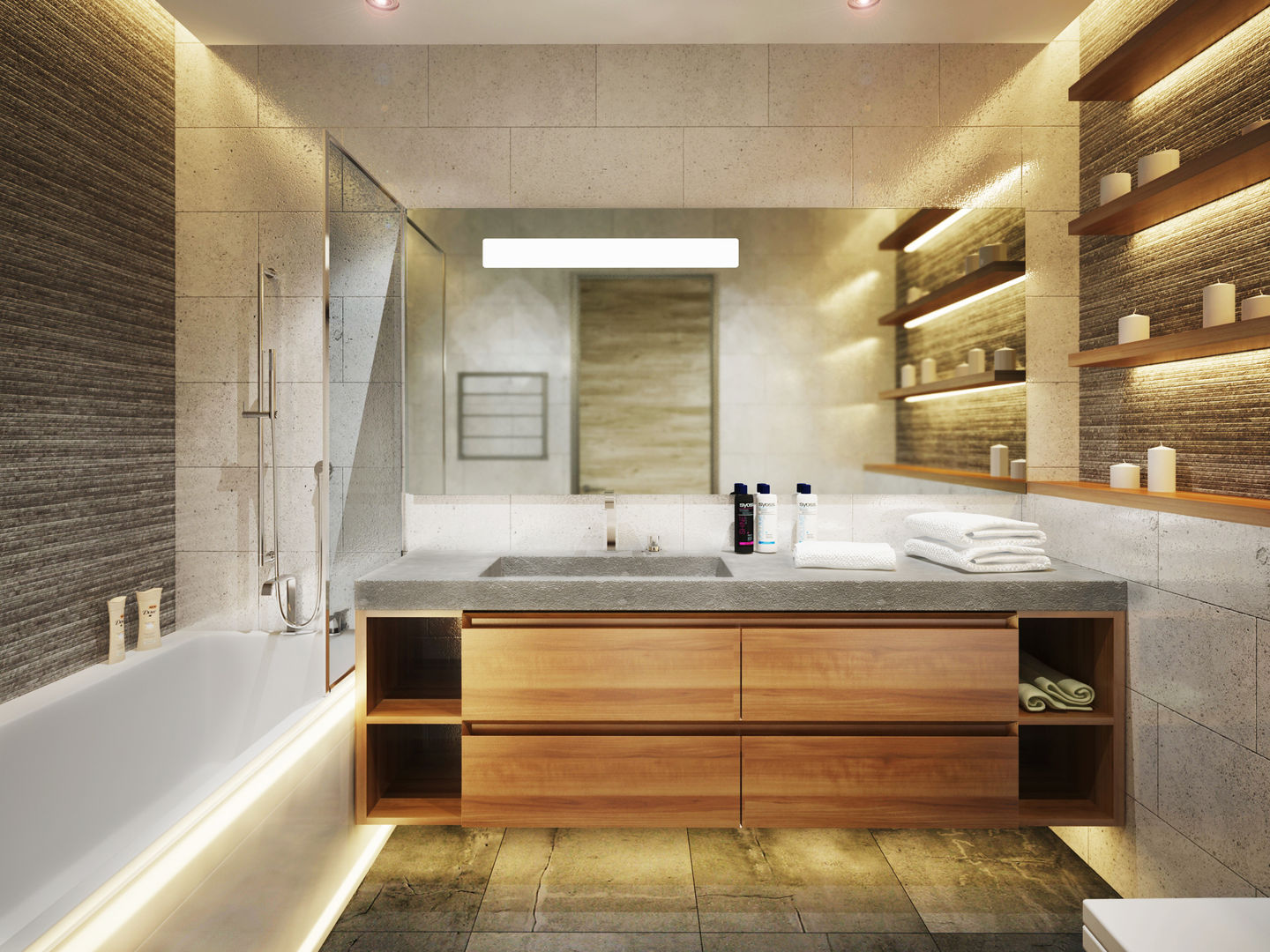 Квартира в современном минимализме, Polovets design studio Polovets design studio Minimalist bathroom