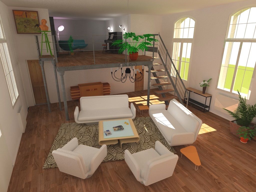 projet de création d'un loft, Reinvente Ta Maison Reinvente Ta Maison غرفة المعيشة
