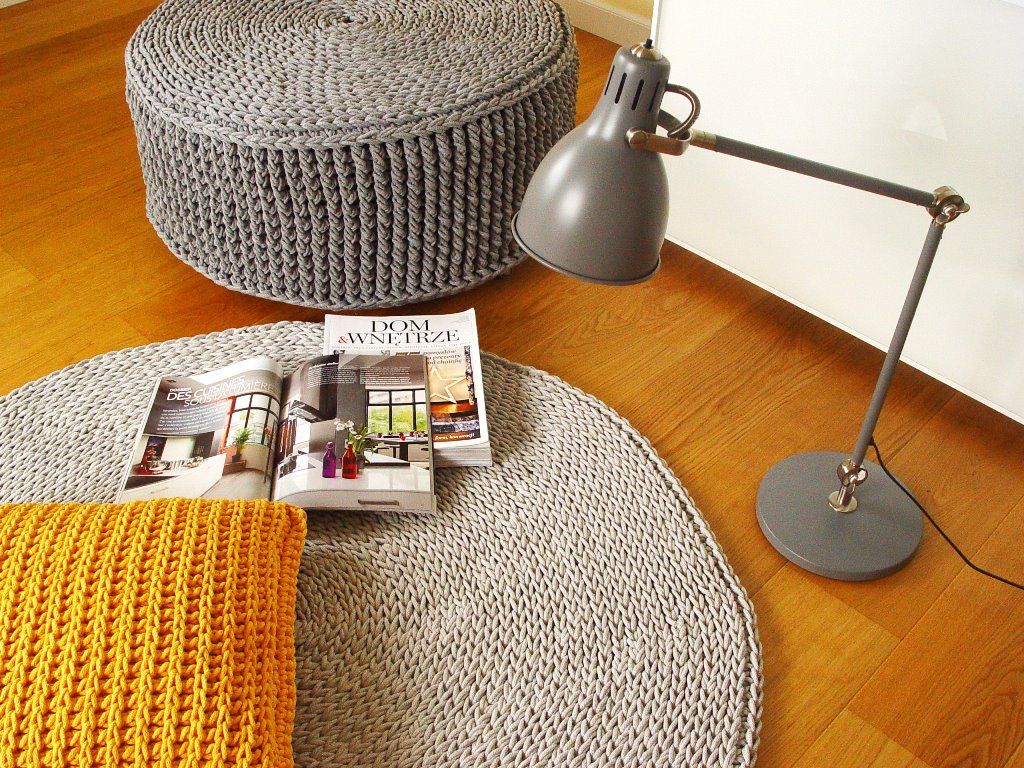 Handmade crochet rug, crochet carpet, round rug, knitted carpet, knitted rug, model COPENHAGEN. material cotton, color 12 RENATA NEKRASZ art & design Sàn Carpets & rugs