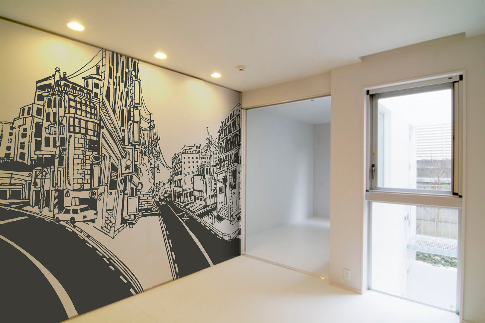 Mural wallpaper 뮤럴벽지, U2 U2 Pareti & Pavimenti in stile moderno Carta da parati