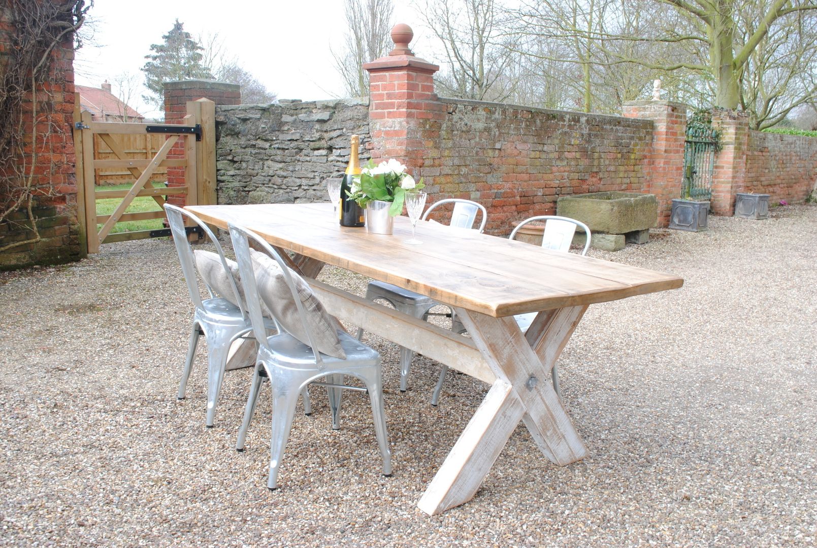 Bespoke dining table with Tolix style chairs Dove and Grey Kitchen Tables & chairs