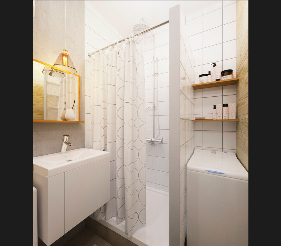 KEFIR HOME, IK-architects IK-architects Phòng tắm phong cách tối giản