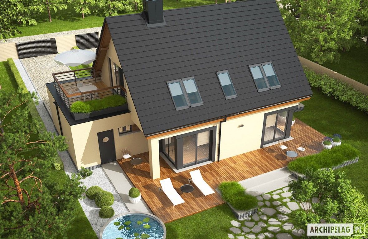 Projekt domu Tim IV G1 ECONOMIC (wersja A), Pracownia Projektowa ARCHIPELAG Pracownia Projektowa ARCHIPELAG Modern houses