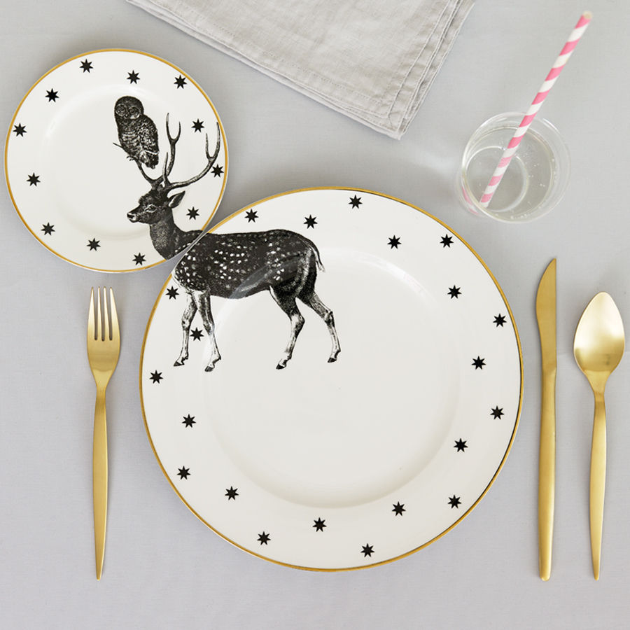 Stag Plate Set Yvonne Ellen Eclectic style dining room Accessories & decoration