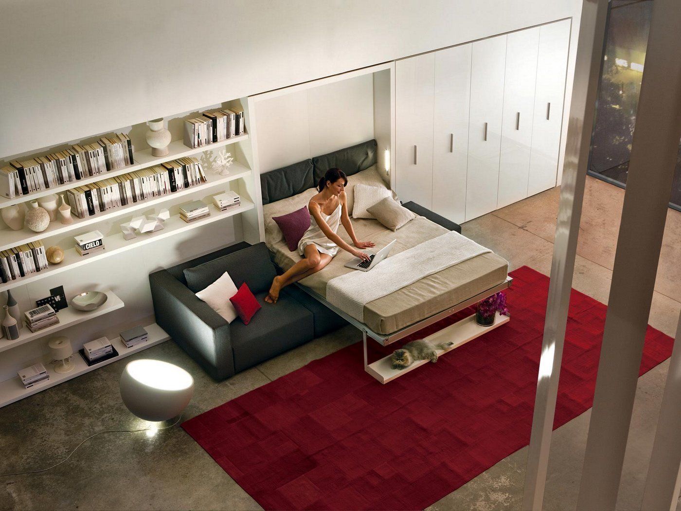 Cama abatible para estudio,apartamento o loft Mobiliario Xikara Salas de estilo minimalista