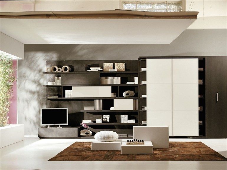 Mueble de salón con cama abatible giratoria Mobiliario Xikara Livings de estilo minimalista
