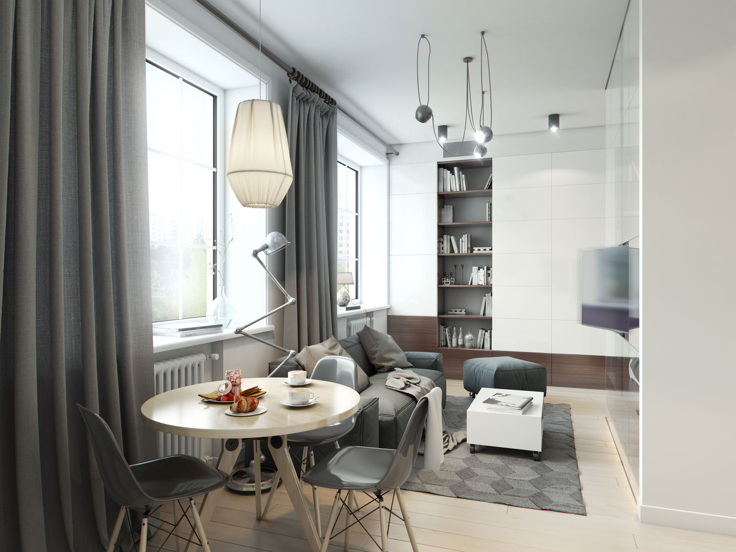 apartment of 32sq.m., Entalcev Konstantin Entalcev Konstantin インダストリアルデザインの リビング