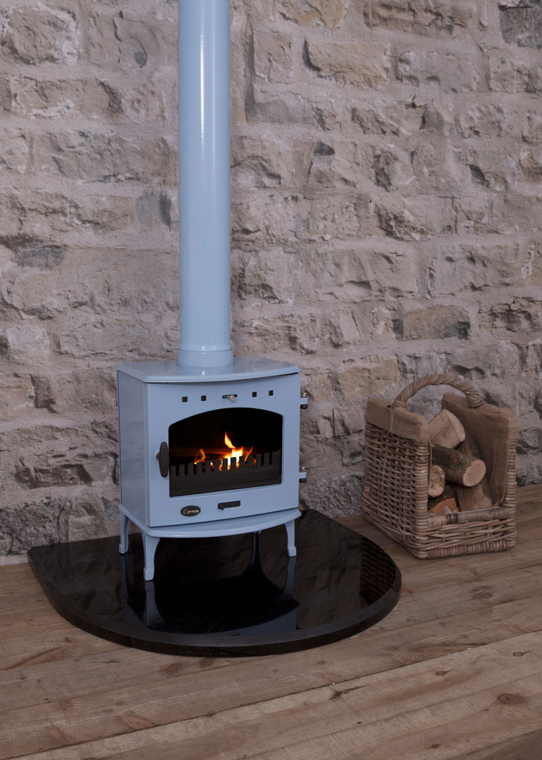 China Blue Enamel Carron Log Stove from UKAA UKAA | UK Architectural Antiques مكتب عمل أو دراسة ديكورات واكسسوارات