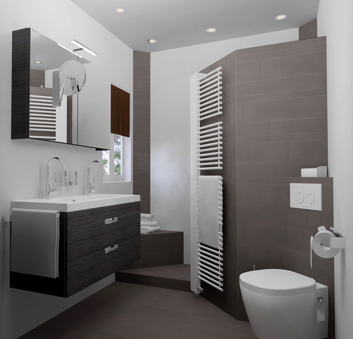 Kleine badkamer ontwerpen, Sani-bouw Sani-bouw Modern bathroom