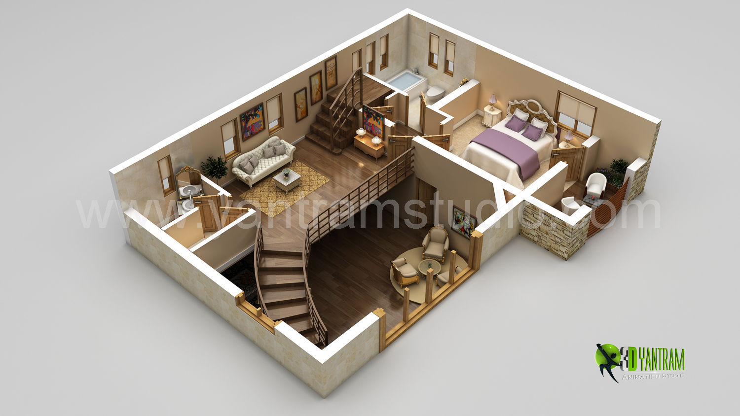 3D Home Floor Plan Design Yantram Animation Studio Corporation