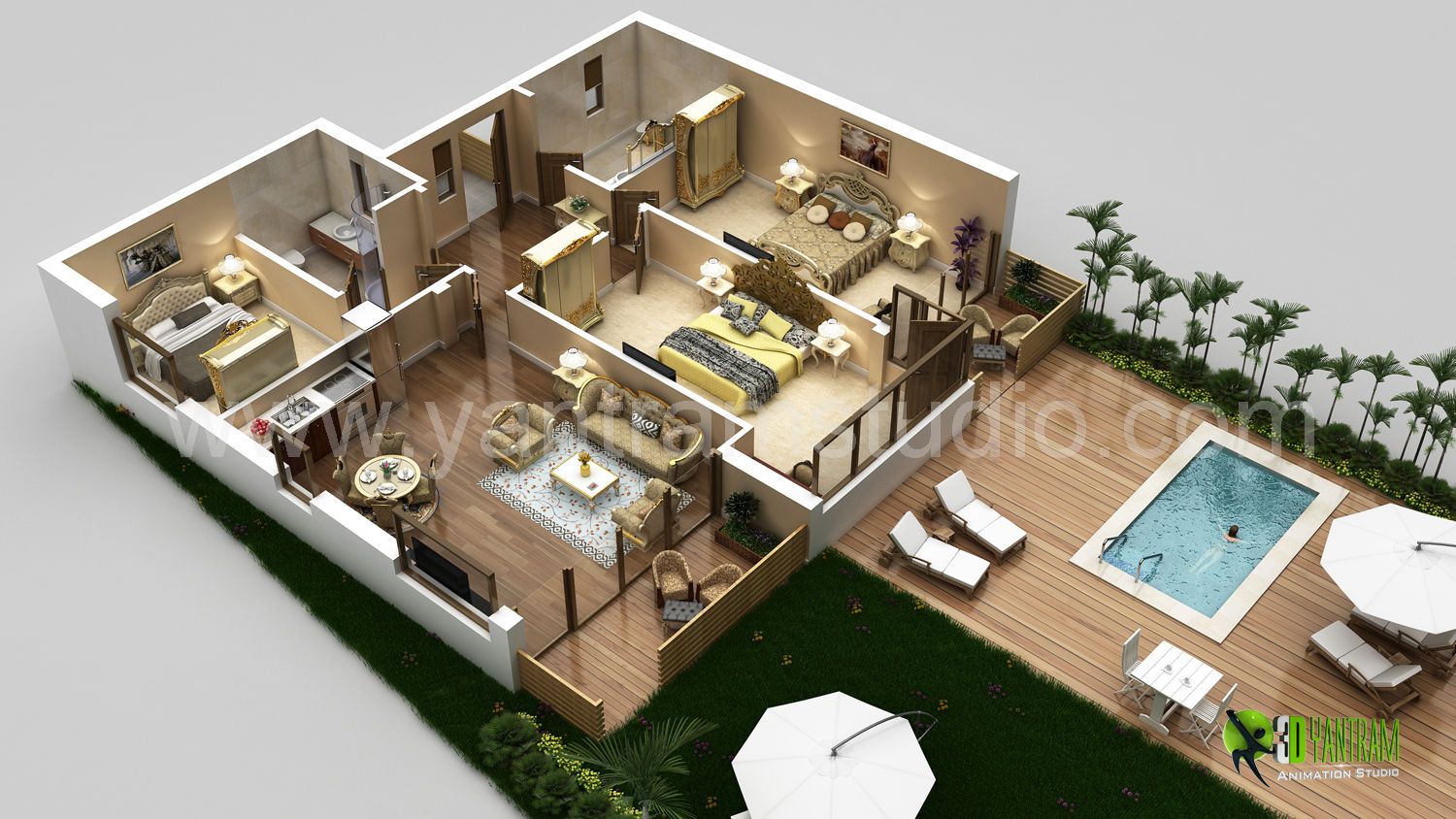 3D Laxurious Residential Floor Plan Yantram Animation Studio Corporation