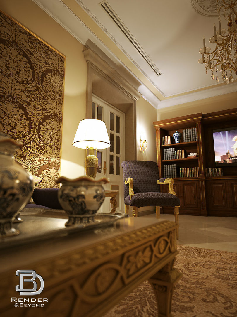 Living room, 3D Render&Beyond 3D Render&Beyond Klasyczny salon