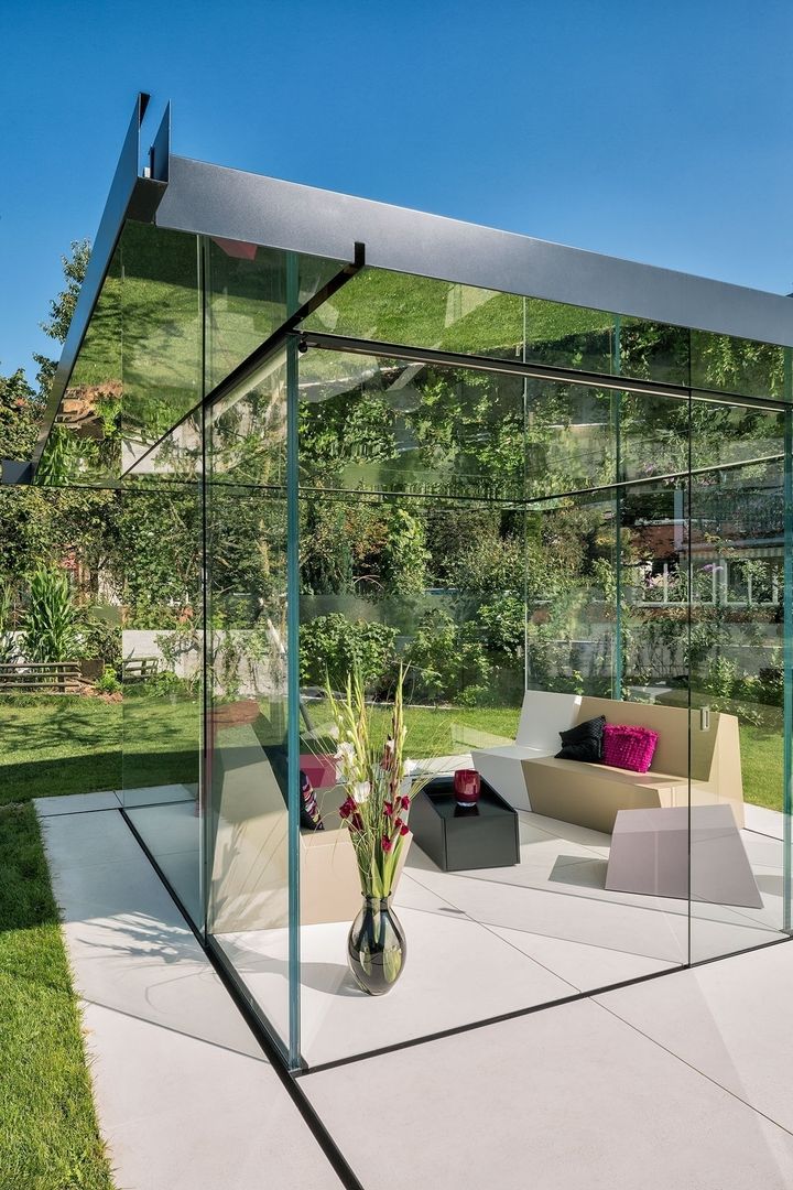 Eleganter Glaspavillon mit Panoramablick, Glas Marte Glas Marte Jardines de invierno de estilo moderno