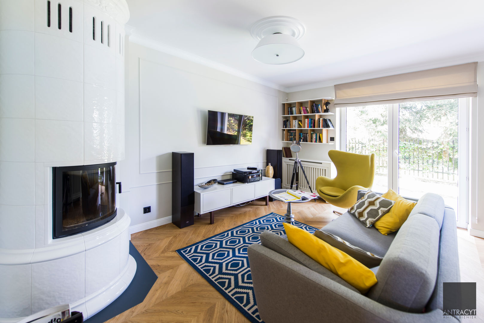 Mieszkanie w zabudowie szeregowej, styl eklektyczny - Białystok, Antracyt Antracyt Eclectic style living room