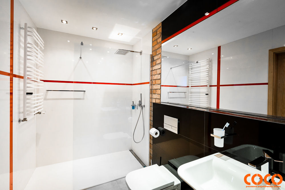 Męska łazienka, COCO Pracownia projektowania wnętrz COCO Pracownia projektowania wnętrz Casas de banho ecléticas