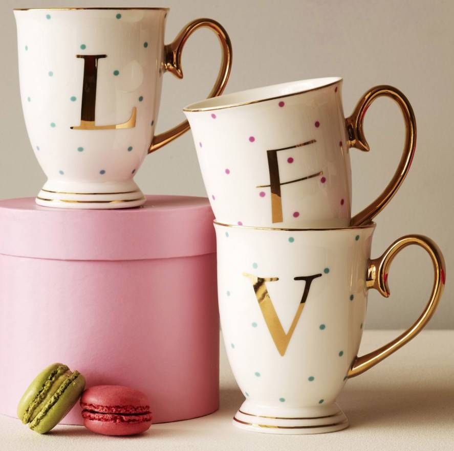 Spotty China Letter Mug, The Letteroom The Letteroom غرفة السفرة أواني خزفية وزجاجية