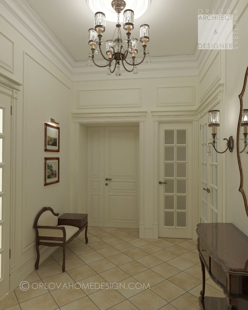 Квартира в Санкт-Петербурге, Orlova Home Design Orlova Home Design Classic style corridor, hallway and stairs