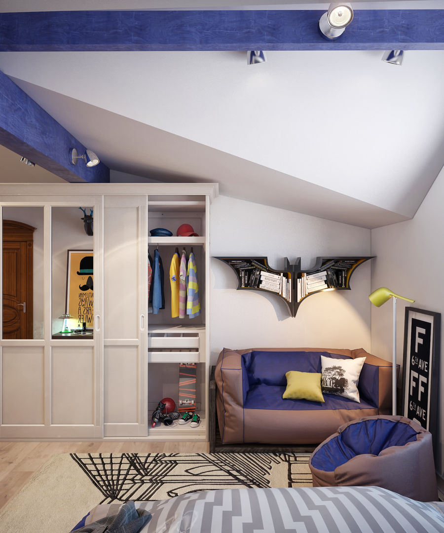 Детская комната на мансардном этаже, Sweet Home Design Sweet Home Design Dormitorios infantiles de estilo minimalista