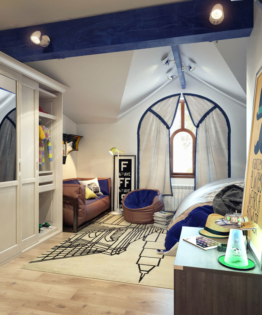 Детская комната на мансардном этаже, Sweet Home Design Sweet Home Design Chambre d'enfant minimaliste