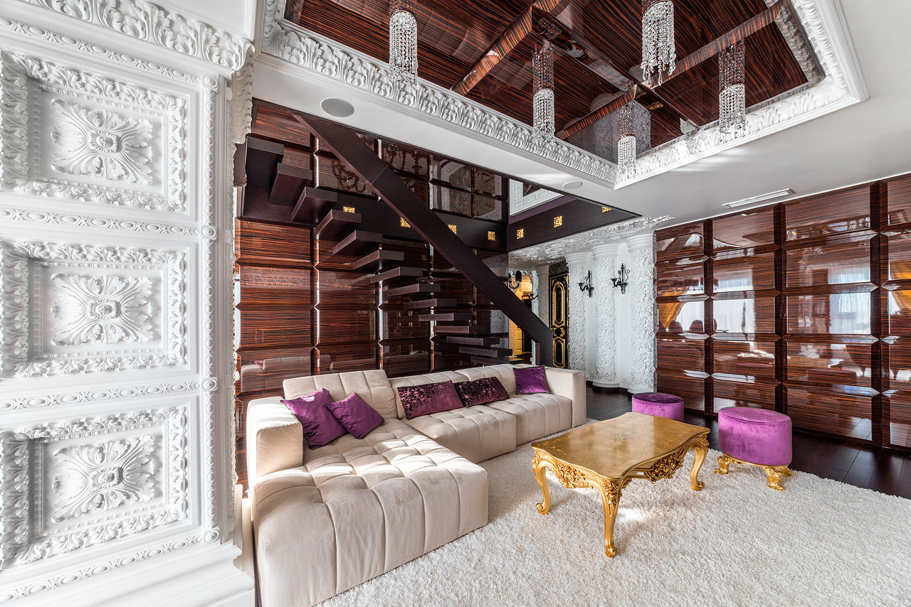 Интерьер квартиры в стиле Эклектики, Belimov-Gushchin Andrey Belimov-Gushchin Andrey Living room